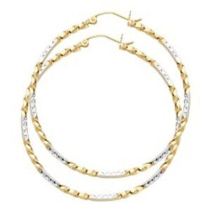 14K white gold & yellow gold Curled Hoop Earrings